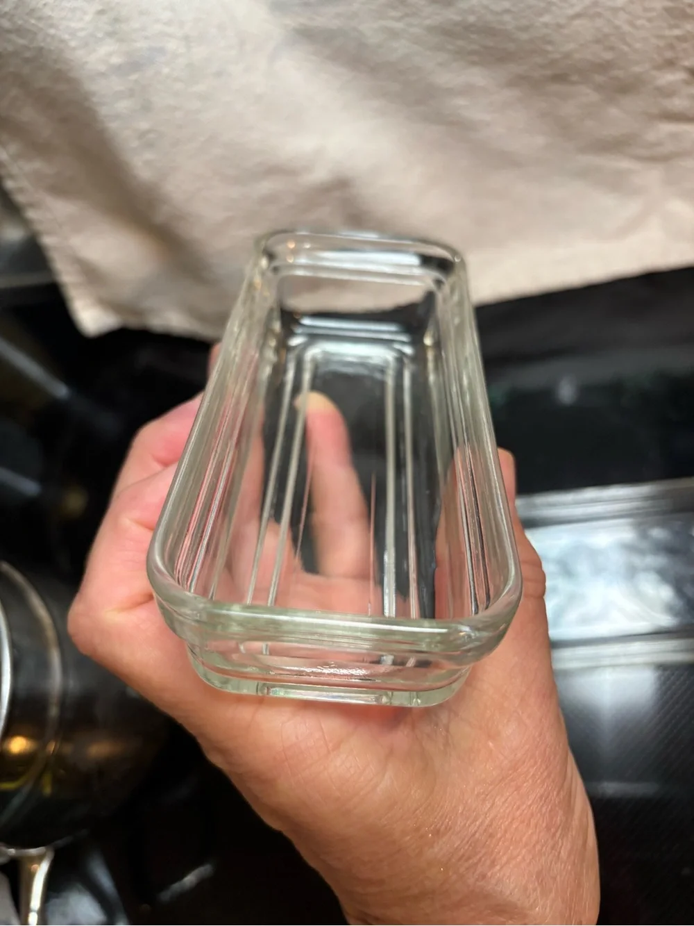 Vintage Art Deco Glass Butter Dish EUC